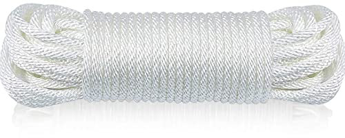 Huouo 1/4 Flagpole Rope - Solid Braid Polyester Flag Halyard Line Designed for Flag Pole (50 Feet)