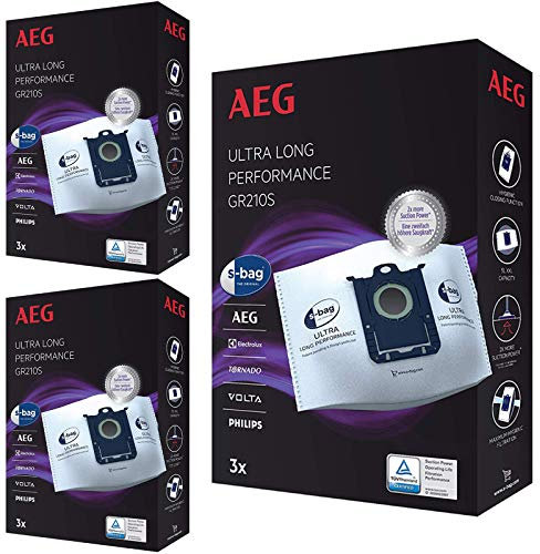 Genuine S-Bag Ultra Long Performance GR210S 5L Dust Bags for Zanussi ZANEQ10 Vacuum Cleaner (Pack of 9)