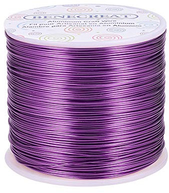 BENECREAT 235m 0.8mm Alambre de Aluminio Púrpura Alambre de Bisutería Hilo Metálico para Fabricación de Artesanías Rebordeado Alambre de Manualidad de Aluminio Calibre 20