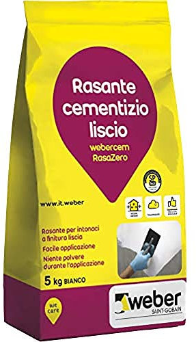 webercem RasaZero Rasante a finitura extra liscia per interni, bianco, 5 kg