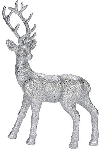 Posiwio Trendiger dekorativer Glitzer - Hirsch Weihnachtshirsch in Silber oder rosa (Silber Glitzer, mittel)