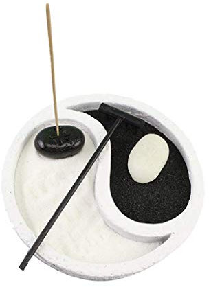Tubayia Yin Yang Zen Garten Räucherstäbchenhalter Chinesische Feng Shui Deko Meditation Zubehör (Weiß)