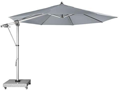 Doppler Pendelschirm EXPERT 350 cm - Runder Sonnenschirm für Garten/Terrasse - Beidseitig axial schwenkbar, bis 360 Grad drehbar - ca. 350 cm - Hellgrau