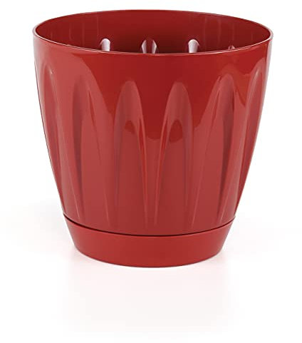 Jolie Max Modern Daisy Round Flower Pot with Self Saucer. Indoor/Outdoor Flowerpot. (Red) (7 Sizes) (1, No:5 (12 Lt))