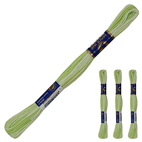3 Docken Stickgarn je ca. 8m Sticktwist mit Farbverlauf 100% Baumwolle Stickerei Farbwahl, Farbe :61032 Hellgrüntöne