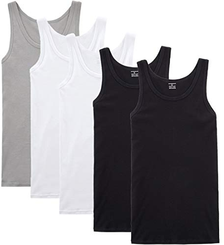 NUOZA Mens Vest Tops Ribbed Tank Top Cotton Vests Singlets for Men 3/5 Pack | Gym Vests for Men uk, Absorbent, Breathable, Lightweight, Loose fit, Sleeveless T-shirt for Casual Sports Training Running