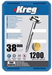 Kreg - 1200 vis galvanisés - 7 x 38 mm - filetage fin - Maxi-Loc carré