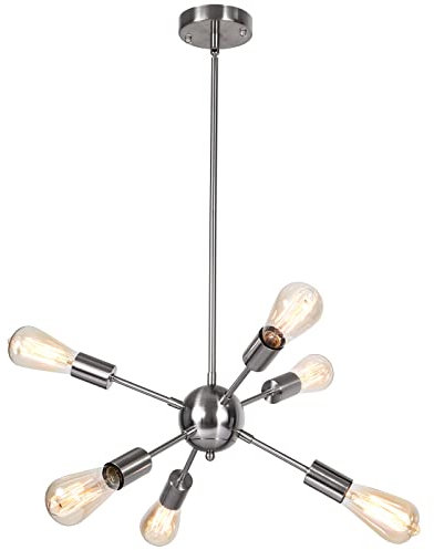 OYIPRO Sputnik Kronleuchter 6-Flammig Pendelleuchte Modern Pendellampe Messing Licht E27 Lampenfassung für Wohnzimmer, Schlafzimmer, Esszimmer, Flur, Restaurant
