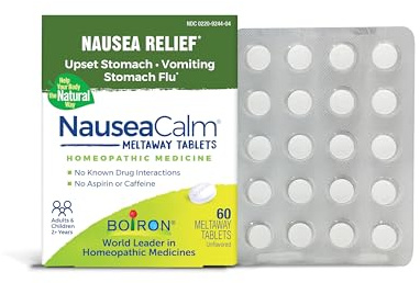 Boiron NauseaCalm Relief for Upset Stomach, Nausea, and Vomiting Due to Stomach Flu, Overindulgence, or Motion Sickness - Non-Drowsy - 60 Count
