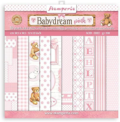 Stamperia International Stamperia-Blocco Scrapbooking-BabyDream Rosa, Multicolore, 12 x 12 inches