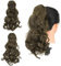Gairyan Ponytail Extensions 45cm Claw on Pferdeschwanz Haarteil Klammer Clip in Extensions Zopf Lockige Gewellt Lang Haarteil Zopf Synthetik Haar Kunsthaar Haarverlängerung für Frauen (Aschblond)