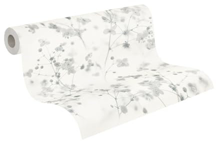 A.S. Création Blumentapete Weiß Grau PintWalls 387263 Vliestapete Tapete Blumen Floral 10,05x0,53m Made in Germany