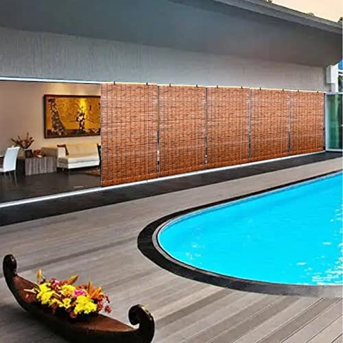 ZQKJLH Bamboo Blinds Outdoor Roller Shade Natural Reed Curtain Roll up Windows Blind Room Partition Sun Screen with Lifter for Porch Indoor Living Room Tea Shop Patio Courtyard Balcony Doors