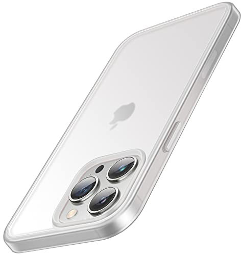 TENDLIN Compatible with iPhone 13 Pro Max Case Translucent Matte Hard Back with Soft Silicone Bumper Comfortable Case (White)