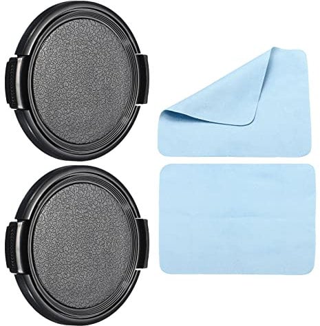 PATIKIL Camera Lens Cap, 2 Pack Sides Pinch Front Lens Cover with Microfiber Cleaning Cloth for 52mm Thread Universal DSLR Lenses for Nikon, for Fujifilm, for Pentax, for Leica