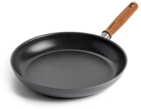 GreenPan Mayflower Pro Harteloxierte Gesunde Keramik Antihaft 26 cm Bratpfanne, Vintage Holzgriff, PFAS-frei, Induktionsgeeignet, Holzkohle Grau
