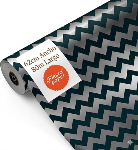 Rouleau papier cadeau chevrons argentés 62 cm x 80 m, résistant – FP Fiesta Paper