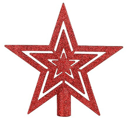 SULOLI Glitter Star Christmas Tree Topper Decoration Shatterproof Star Treetop for Christmas Tree Ornament(RED)