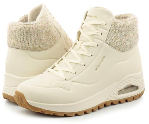 Skechers Damen High-Top Sneaker UNO Rugged Darling Daze, Frauen Sneakers,straßenschuhe,Strassenschuhe,Sportschuhe,Beige NAT,36.5 EU