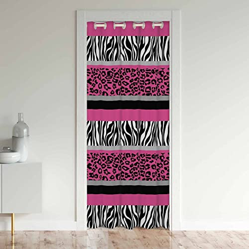 Loussiesd Leopard Zebra Türvorhang 86x203cm für Tür Privatsphäre Geparden Tier Schrank Vorhang für Innentür Raumteiler für Wohnzimmer Rosa Zimmer Verdunkelung Schwarzout Isoliert Thermisch Vorhang