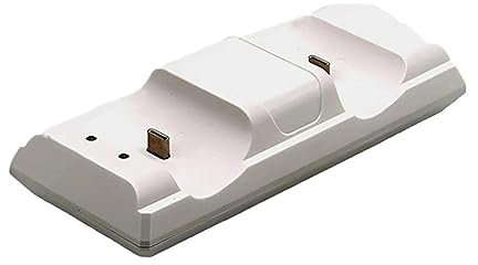 Wilitto Chargeur de manette PS5, station de charge PS5 avec 2 types de câbles, double chargeur de manette pour manette PS5 Dualsense, (deux emplacements), station de charge haute vitesse blanche