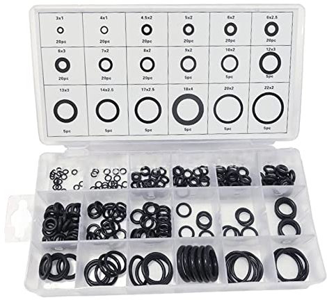 225 Teiliges O Ring Sortiment Set, Gummi Dichtungsringe Dichtungs Unterlegscheibe aus Nitrilkautschuk Dichtungs Sortiment Set Dichtungsset für die Reparatur von Kfz Wasserhahn
