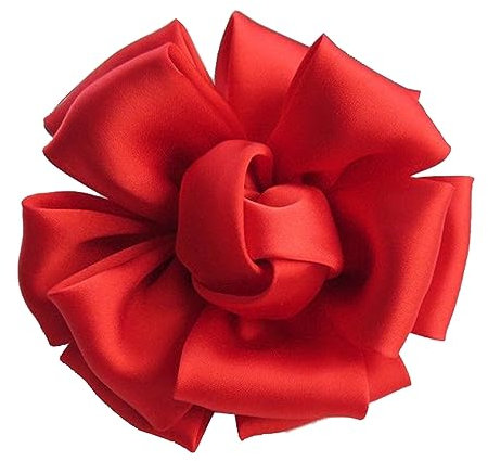 KABELIF Damen Seide Blume Brosche,Blume Ansteckblume, Blume Haarspange, Haarclip Blume, Rosen Haarnadeln Haarblume Haarblüte Haarschmuck (Rot)