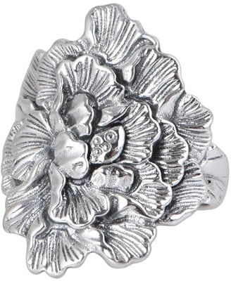 Grande bague fleur de rose en argent sterling 990 bague pivoine pour femme ouverte réglable