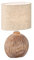 meineWunschleuchte Tischlampe mit Keramikfuß Holzfarben & Lampenschirm Leinen Beige, Höhe 39cm