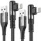 SWECENT Câble i Phone,Coudé 90 Degrés [2m/Lot de 2] cable Chargeur i Phone Nylon Tressé Câble Charge Rapide Compatible avec i Phone 14/13/12/11/Pro/X/XS/XR/8/8 Plus/7/7 Plus-noir