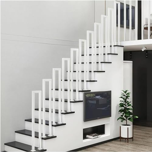 Geländer Treppe, Handlauf Treppe, Treppengeländer Innen, Handlauf Schwarz, Treppengeländer Außen, U Förmiger Geländer Außen, Treppenhandlauf für Balkone Flure Wohnungen Villen (U-Weiß, 95CM)