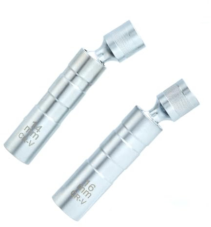 2Pcs Spark Plug Socket, Spark Plug Removal Tool, Spark Plug Socket Set,16mm Spark Plug Socket,14mm Spark Plug Socket, 3/8Inch 12Point Universal Joint Magnetic Swivel Spark Plug Removal Tool(14mm&16mm)