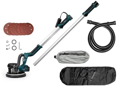 Lijadora Pared Telescópica (1000W), Lijadora de Pared Plegable, Lijadora Jirafa 1000-1920RPM, Diámetro del Disco Lijador, Motor Totalmente de Cobre, Velocidades Ajustables, Luz LED