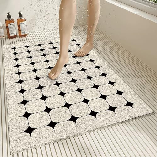 Pevfeciy Tapis Douche antidérapant 40x60 cm Tapis de Douche antidérapant de Style Moderne en PVC Doux et Confortable avec Trous de Drainage, Haute perméabilité à l'eau, adapté aux Zones humides