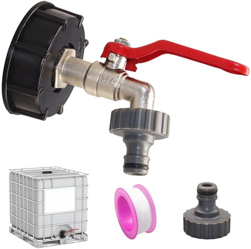3/4 Robinet Cuve, Robinet Cuve Plastique, Robinet Cuve a Eau S60X6 IBC, Robinet Recuperateur Eau de Pluie, Raccord Cuve 1000 litres, Robinet de Jardin, pour Seau de Pluie, Réservoir d'eau