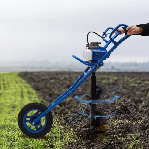 GramStudio 63CC Erdbohrer Erdlochbohr 2 Takt Benzin Erdlochbohrer Mit 1 Bohrer 300mm Durchmesser,Gartenbohrer 3PS Pfahlbohrer Erdbohrgerät