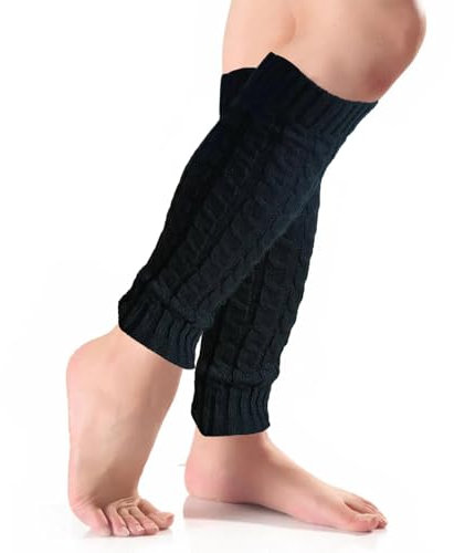 1 Paia Scaldamuscoli Donna Nero Scaldamuscoli Lunghi in Maglia per Donne e Ragazze Scaldamuscoli Alle Caviglie Inverno Leg Warmers Calzini Scaldamuscoli Bambina per Yoga Danza Classica Lungo Stivale