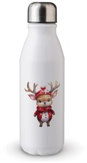 MAXIKIWI - Borraccia a parete singola con tappo a vite, in alluminio leggero non isolato, senza BPA, a prova di perdite, colore rosso natalizio, 500 ml