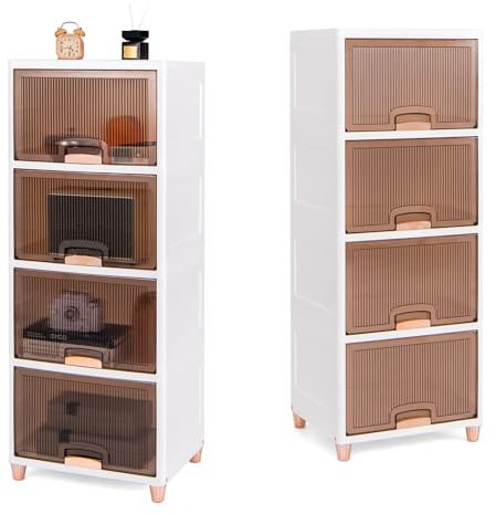 KOMFOTTEU Aufbewahrungsbox mit Deckel, 150 L stapelbar Ordnungsboxen mit Magnettüren, Stapelboxen Lagerboxen Aufbewahrungsbehälter für Kleidung, Schuhe