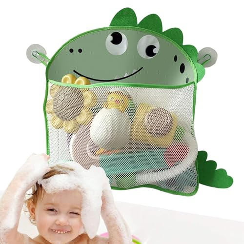 Support de jouets pour baignoire, panier de rangement en maille pour jouets de bain – Panier à jouets de bain mignon avec ventouse pour un accès rapide