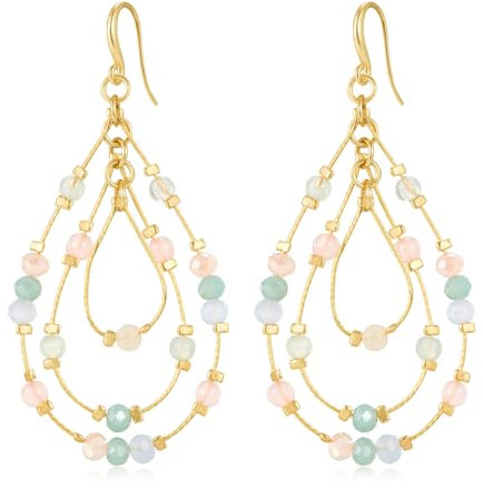 LILIE&WHITE Ohrringe Für Damen Hängeohrringe mit bunten Perlen für Damen – Elegante Tropfen-Ohrringe im Boho-Stil, Leichter Schmuck für Alltag und Besondere Anlässe