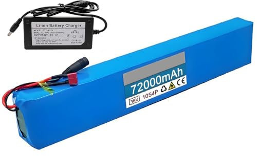 GNIUBBDB 36V 75Ah 10S4P E-Bike Lithium Ion Battery Pack with Charger Built-in BMS for 200-1200W Electric Bicycle Motor XT90 Plug