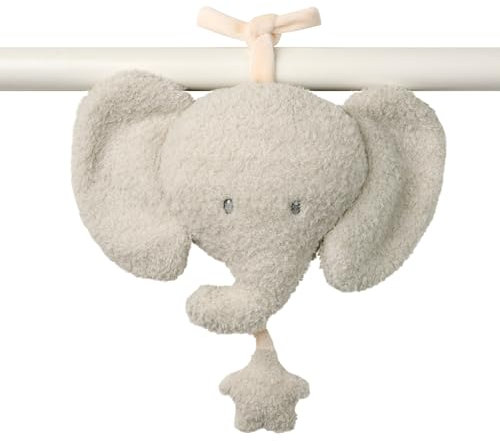Nattou Aktiv-Kuscheltier aus Polyester, Mit Musik, Elefant, Zum Aufhängen, Ca. 16 cm, Teddy, Grey