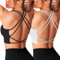 Crewhpo Sportbh Cross Back Damen Sport-BHS Ohne Bügel Gepolstert Fitness Bustier Push Up Mit Polstern Nahtlose Sportunterwäsche für Yoga Fitness Pilates Gym