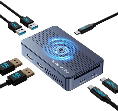 Acasis Boîtier pour SSD M.2 NVMe à 40 Gbps, USB C Docking Station pour M.2 NVMe en Aluminium avec Double Moniteur, Compatible avec Thunderbolt 4/3/USB 3.2