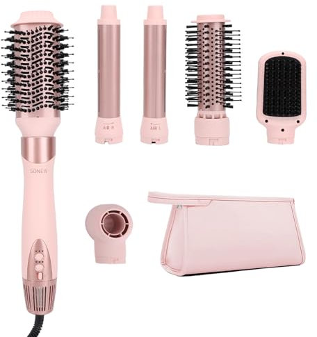Sonew 6-en-1 Multi Hairstyler & Airstyler, 110.000 rpm, Estilizador de Pelo con Iones y Secador, Rizador Automático de 32 mm, Cepillo de Aire Caliente 68 mm/32 mm, Cepillo Alisador