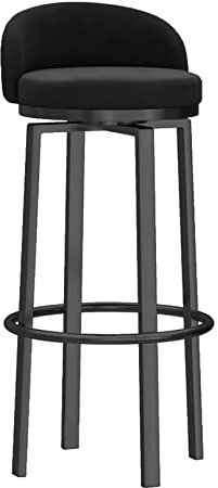 Barhocker Drehstuhl Samt mit Rückenlehne, Gepolsterter Sitz und Metallfußstütze, ideal für Zuhause, Bar, Küche, Werkstatt, eleganter und bequemer Sitz für Theken und Inseln, Schwarz