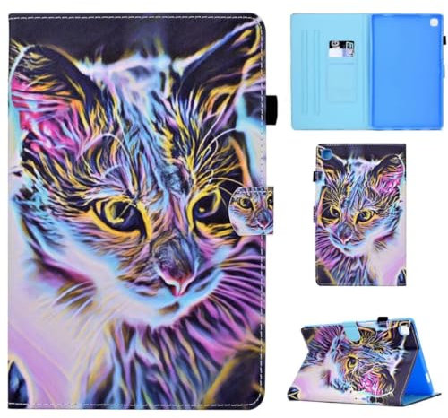 Hülle für iPad (A16) 11th/10th Generation (2025/2022), Ultra Schlank Premium Leder Brieftasche Schutzhülle Flip Case Cover mit Ständer Handyhülle für iPad (A16) 11th/10th (2025/2022) Farbe Katze