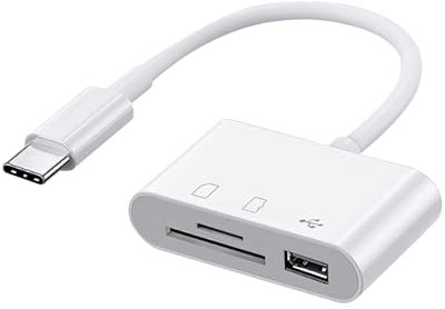USB C SD Card Reader Compatible with iPhone 15/iPad/MacBook - Dual Slot Type C Memory Card Adapter for SD & MicroSD, Fast Transfer & Trail Camera Viewing (2-Port)