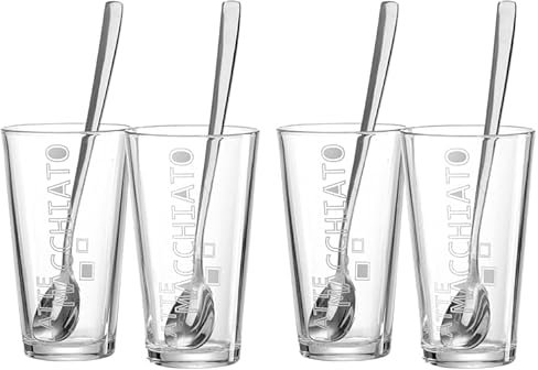 Ritzenhoff & Breker Latte Macchiato Gläser Lena mit Löffel, 4-teilig, 350 ml (Packung mit 2)